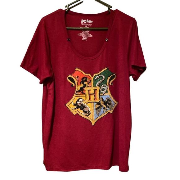 Harry Potter Burgundy Short Sleeve T Shirt Size XL - Picture 2 of 5